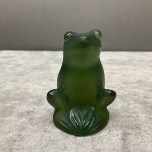 Lalique "Antinea Rainette" Green Crystal Frog